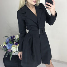 Load image into Gallery viewer, Vintage A-Line Dress Belted Long Sleeve V-Neck Sexy Dress Party Womens Clothes 2020 Winter Autumn Dress Women Dresses Mini