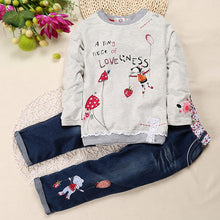 Load image into Gallery viewer, Hot New Fashion Children Girls Clothes Sets Cotton Long Sleeve Tops+Jean 2 pcs Spring Autumn Kids Girl Clothing Set Girls Suits