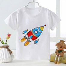 Load image into Gallery viewer, New Summer Kids Boys Short Sleeve T-shirts Tops Clothes 2-8Y Baby Boy Astronaut Rocket Print Tees Children Clothing Kid Outfit