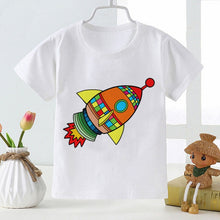 Load image into Gallery viewer, New Summer Kids Boys Short Sleeve T-shirts Tops Clothes 2-8Y Baby Boy Astronaut Rocket Print Tees Children Clothing Kid Outfit