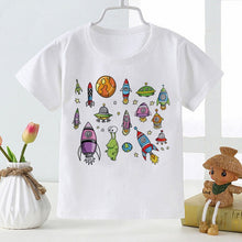 Load image into Gallery viewer, New Summer Kids Boys Short Sleeve T-shirts Tops Clothes 2-8Y Baby Boy Astronaut Rocket Print Tees Children Clothing Kid Outfit