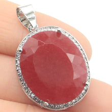 Load image into Gallery viewer, 34x21mm Big Jewelry Set 17.5g Oval 22x18mm Real Red Ruby Green Emerald CZ For Woman's Dating Silver Pendant Earrings