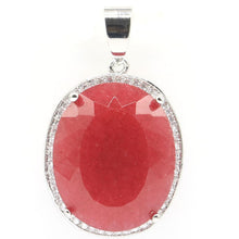 Load image into Gallery viewer, 34x21mm Big Jewelry Set 17.5g Oval 22x18mm Real Red Ruby Green Emerald CZ For Woman's Dating Silver Pendant Earrings