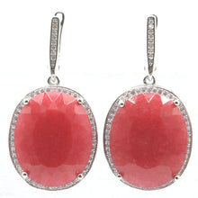 Load image into Gallery viewer, 34x21mm Big Jewelry Set 17.5g Oval 22x18mm Real Red Ruby Green Emerald CZ For Woman's Dating Silver Pendant Earrings