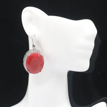 Load image into Gallery viewer, 34x21mm Big Jewelry Set 17.5g Oval 22x18mm Real Red Ruby Green Emerald CZ For Woman's Dating Silver Pendant Earrings