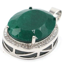 Load image into Gallery viewer, 34x21mm Big Jewelry Set 17.5g Oval 22x18mm Real Red Ruby Green Emerald CZ For Woman's Dating Silver Pendant Earrings