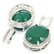 Load image into Gallery viewer, 34x21mm Big Jewelry Set 17.5g Oval 22x18mm Real Red Ruby Green Emerald CZ For Woman's Dating Silver Pendant Earrings
