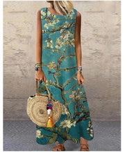 Load image into Gallery viewer, Women Print Long Dress 2022 Summer Casual Loose Sleeveless Dresses Sundress Female Elegant Robe Vintage Maxi Dresses Plus Size