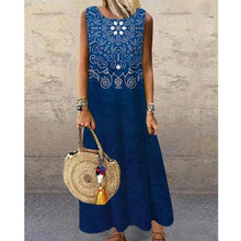 Load image into Gallery viewer, Women Print Long Dress 2022 Summer Casual Loose Sleeveless Dresses Sundress Female Elegant Robe Vintage Maxi Dresses Plus Size