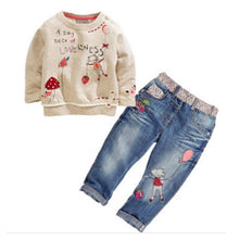 Load image into Gallery viewer, Hot New Fashion Children Girls Clothes Sets Cotton Long Sleeve Tops+Jean 2 pcs Spring Autumn Kids Girl Clothing Set Girls Suits