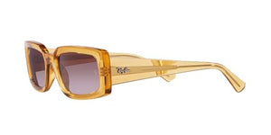 Ray-Ban Women's RB4395 Kiliane Square Sunglasses, Transparent Yellow/Gradient Violet, 54 mm