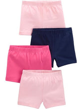 Load image into Gallery viewer, Simple Joys by Carter's Girls' 4-Pack Tumbling Shorts, Pink/Navy, 4T

