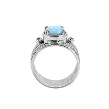 Load image into Gallery viewer, YoTreasure Larimar Swiss Blue Topaz 925 Sterling Silver Antique Three Stone Ring
