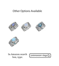 Load image into Gallery viewer, YoTreasure Larimar Swiss Blue Topaz 925 Sterling Silver Antique Three Stone Ring
