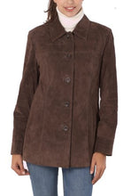 Load image into Gallery viewer, BGSD Women Anna Suede Leather Car Coat (Also available in Plus Size &amp; Petite), Navy Blue, 2X
