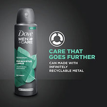 Load image into Gallery viewer, Dove Men+Care Deodorant Spray Aluminum Free Deodorant Eucalyptus and Birch Naturally Derived Plant Based Mens Deodorant Moisturizer 4 oz 3 Count
