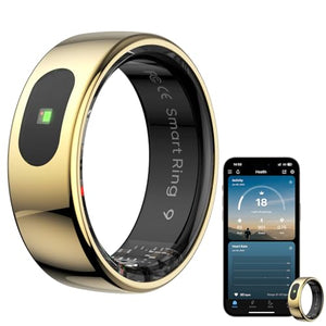 Smart Ring Health Tracker for Women & Men, Fitness Ring with Sleep & Motion Tracking, Touch Control, No Subscription Required, Compatible with iOS & Android (Gold, 10)