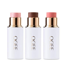 Load image into Gallery viewer, Ogee Face Stick Radiant Collection Trio - Contour Stick Makeup Collection - Certified Organic Contour Palette - Includes Bronzer Stick, Blush Stick &amp; Highlighter Stick
