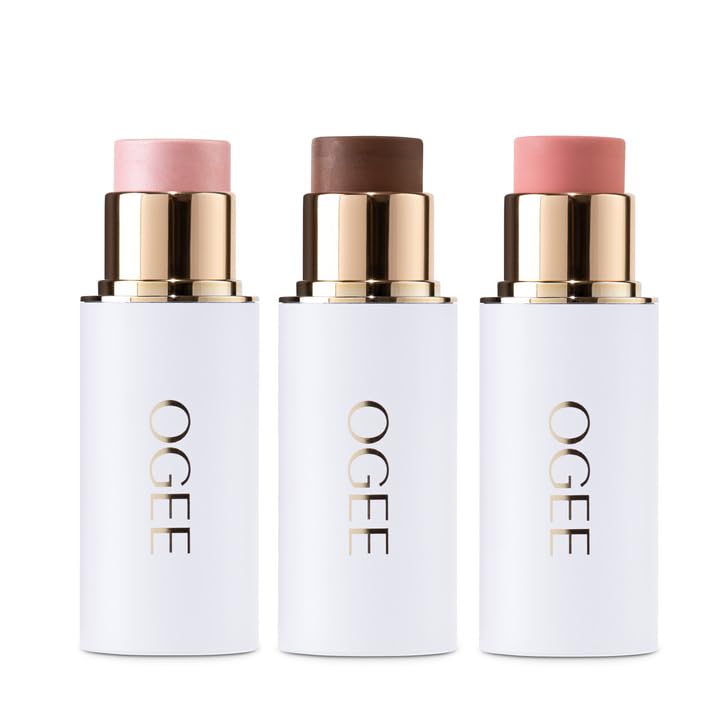 Ogee Face Stick Radiant Collection Trio - Contour Stick Makeup Collection - Certified Organic Contour Palette - Includes Bronzer Stick, Blush Stick & Highlighter Stick