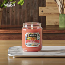 Load image into Gallery viewer, CANDLE-LITE Scented Sunlit Mandarin Berry Fragrance, One 18 oz. Single-Wick Aromatherapy Candle with 110 Hours of Burn Time, Orange Color, Jar (Individual Box)
