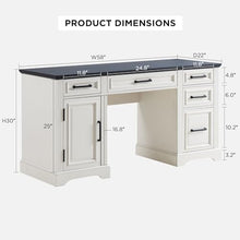 Load image into Gallery viewer, JXQTLINGMU 58&quot; Executive Desk, Farmhouse Computer Desk with Drawers and Cabinet, Embossed Texture Home Office Desk, Workspace for Work Study Writing, Off White

