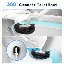 Load image into Gallery viewer, HAMITOR Toilet Bowl Brush Holder Set: Curved Design with Holder for Deep Cleaning Under Rim - Compact Hidden Scrubber for Small Space - Modern RV Bathroom Accessories - White
