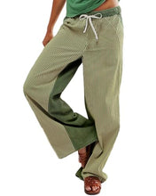 Load image into Gallery viewer, PEIHOT Low Rise Striped Denim Pants for Women Pull On Drawstring Boho Baggy Jeans Trendy 2025 Green
