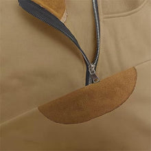 Load image into Gallery viewer, TMJSPOYOU Sudadera con cremallera de un cuarto para hombre, jersey de jacquard a cuadros lisos de manga larga con bolsillo Khaki
