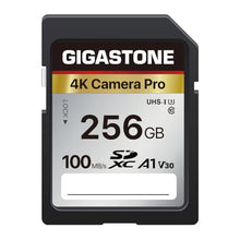 Load image into Gallery viewer, Gigastone 256GB SDXC Memory Card 4K Pro Series Transfer Speed Up to 100MB/s Compatible with Canon Nikon Sony Camcorder, A1 V30 UHS-I Class 10 for 4K UHD Video
