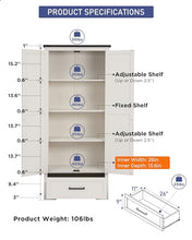 Load image into Gallery viewer, JXQTLINGMU Farmhouse Kitchen Pantry Cabinet - 72" Tall Wood Kitchen Storage Cabinets with Adjustable Shelves &amp; 2 Barn Doors &amp; Drawer, Versatile Storage for Dining Room, Bathroom, Antique White
