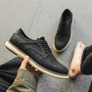 BRECAVE Casual Dress Shoes Men Size 9.5 Dress Sneakers CAN Barefoot WEAR Business Fashion Shoes Stylish Formal Derby Oxford Black