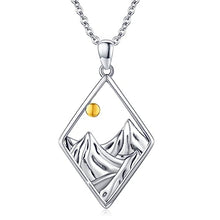 Load image into Gallery viewer, Mountain Necklace for Women S925 Sterling Silver Turquoise Gemstone Mountain Necklace Circle Mountain Range Necklace Nature Jewelry Gift for women Camper, Hikers
