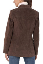 Load image into Gallery viewer, BGSD Women Anna Suede Leather Car Coat (Also available in Plus Size &amp; Petite), Navy Blue, 2X
