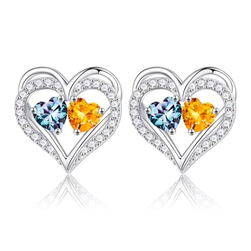 Iefil Gifts for Wife Girlfriend - Birthstone Earrings Birthday Gifts for Women Valentines Gifts for Her Alexandrite Citrine Earrings June November Birthstone Jewelry