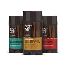 Load image into Gallery viewer, Every Man Jack Men's Deodorant Variety Set - Includes Three Full-Sized Deodorant Sticks with Clean Ingredients &amp; Incredible Scents - Cedar + Red Sage, Amber + Sandalwood, Sea Mineral + Citron
