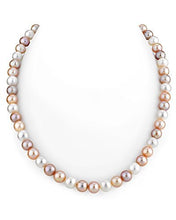 Load image into Gallery viewer, The Pearl Source 14K Gold 7-8mm AAAA Quality Multicolor Freshwater Cultured Pearl Necklace for Women in 17" Princess Length
