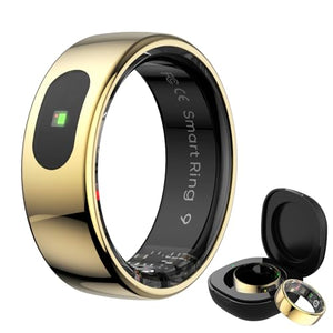Smart Ring Health Tracker for Women & Men, Fitness Ring with Sleep & Motion Tracking, Touch Control, No Subscription Required, Compatible with iOS & Android (Gold, 10)
