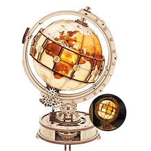 Load image into Gallery viewer, ROKR 3D Wooden Puzzles for Adults Illuminated Globe with Stand 180pcs 3D Puzzles Built-in LED Model Kit Hobby Gifts for Adults/Teens Home Decor
