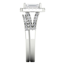 Load image into Gallery viewer, 1.57ct Emerald Cut Clear VVS1 Ideal Zircon 14k White Gold Halo Solitaire W/Accents Wedding Anniversary Bridal Ring Set Size 8
