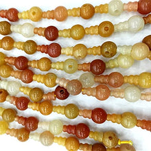Load image into Gallery viewer, 1 Strands Natural Yellow Jade Pagoda Tee Three Links Buddha Head Tibet Guru Barrel Beads Size: 10mm+6x8mm (10 Sets/lot) 04232
