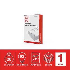 TRU RED Printer Paper, 8.5" x 11", 20 lbs., White, 500 Sheets/Ream (TR56957)