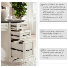 Load image into Gallery viewer, JXQTLINGMU 58&quot; Executive Desk, Farmhouse Computer Desk with Drawers and Cabinet, Embossed Texture Home Office Desk, Workspace for Work Study Writing, Off White
