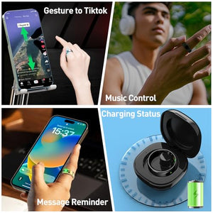 Smart Ring Health Tracker for Women & Men, Fitness Ring with Sleep & Motion Tracking, Touch Control, No Subscription Required, Compatible with iOS & Android (Gold, 10)