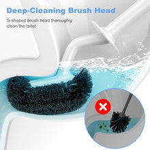 Load image into Gallery viewer, HAMITOR Toilet Bowl Brush Holder Set: Curved Design with Holder for Deep Cleaning Under Rim - Compact Hidden Scrubber for Small Space - Modern RV Bathroom Accessories - White
