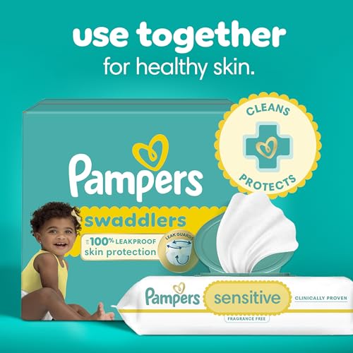 Load image into Gallery viewer, Pampers Swaddlers Disposable Baby Diapers Size 1, 198 Count with Sensitive Water Based Baby Wipes 4X Pop-Top Packs (336 Count)