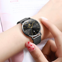 Load image into Gallery viewer, OLEVS Watch Women Black Watches for Women Ultra Thin Mesh Womens Watch for Small Wrist Water Resistant Luxury Ladies Watches with Date Analog Quartz Female Elegant Simple Reloj para Mujer
