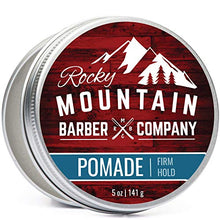 Load image into Gallery viewer, Rocky Mountain Barber Company Pomade for Men - 5 oz Tub Classic Styling Product with Strong Firm Hold for Side Part, Pompadour &amp; Slick Back Looks – High Shine &amp; Easy to Wash Out – Water Based
