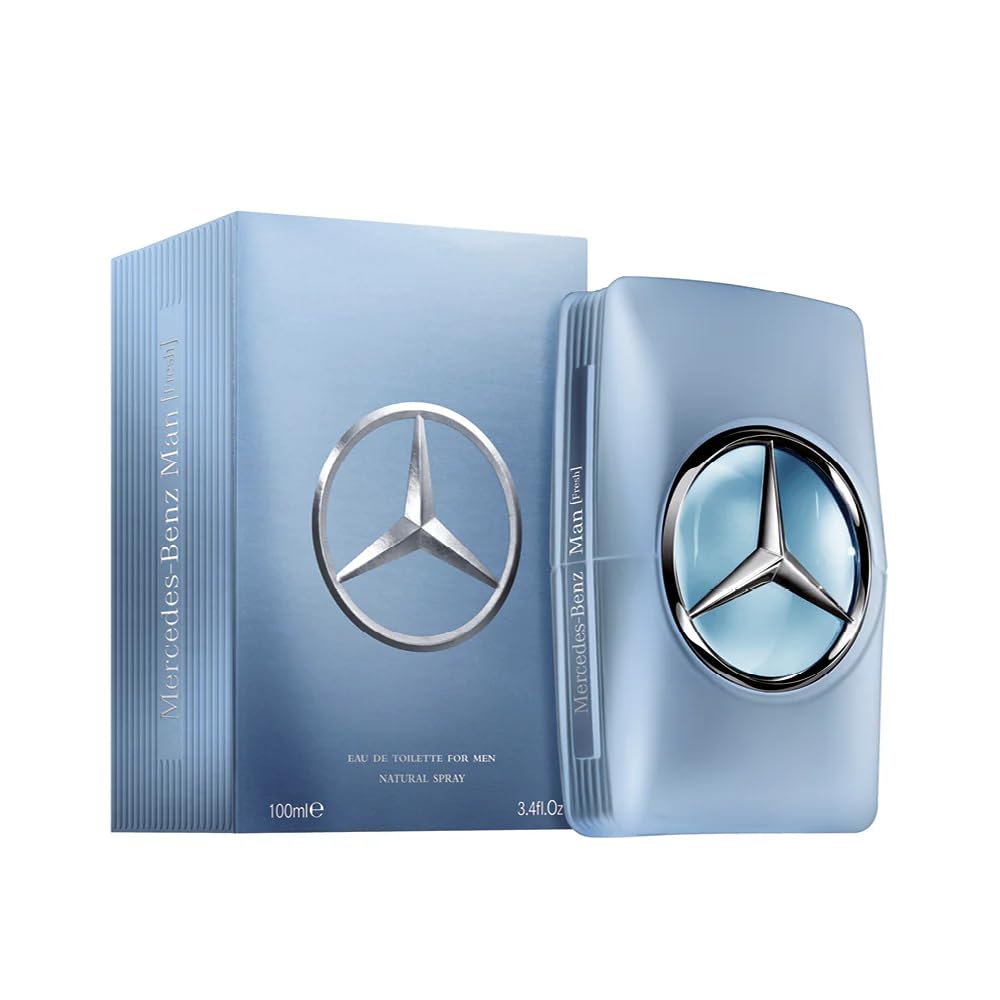 Mercedes-Benz Man Fresh Cologne for Men - 3.4 Fl Oz - Eau De Toilette Perfume Spray for Man - Luxury Long Lasting Fragrance with Notes Of Cedar wood, Bergamot, Orange blossom