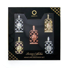 Load image into Gallery viewer, Orientica Luxury Collection Miniature Discovery Set (Without Box) Eau De Parfum - Amber Rouge, Royal Amber, Oud Saffron, Velvet Gold &amp; Royal Bleu - Arabic Perfume for Men &amp; Women - 5 x 7.5ml
