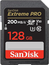 Load image into Gallery viewer, SanDisk 128GB Extreme PRO SDXC UHS-I Memory Card - C10, U3, V30, 4K UHD, SD Card - SDSDXXD-128G-GN4IN
